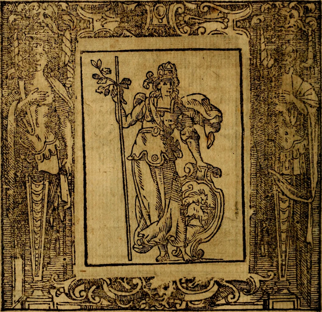 An illustration from Iconologia di Cesare Ripa Perugina ... Nella quale si descrivono diverse imagini di virtù, vitij, affetti, passioni humane, arti discipline, humori, elementi, corpi celesti, prouincie d'Italia, fiumi, tutte le parti del mondo, ed altre infinite materie. Opera utile ad oratori, predicatori, poeti pittori, sculptori, disegnatori, e ad ogni studioso, per inuentar concetti, emblemi, ed imprese, per diuisare qualsiuoglia appatato nuttiale, funerale, trionfale. Per rappresentar poemi drammatici, e per figurare co'suoi propij simboli ciò, che può cadere in pensiero humano. Ampliata ultimamente dallo stresso autore di CC. imagini, e erricchita di molti discorsi pieni di varia eruditione .., 1613, leaf 307