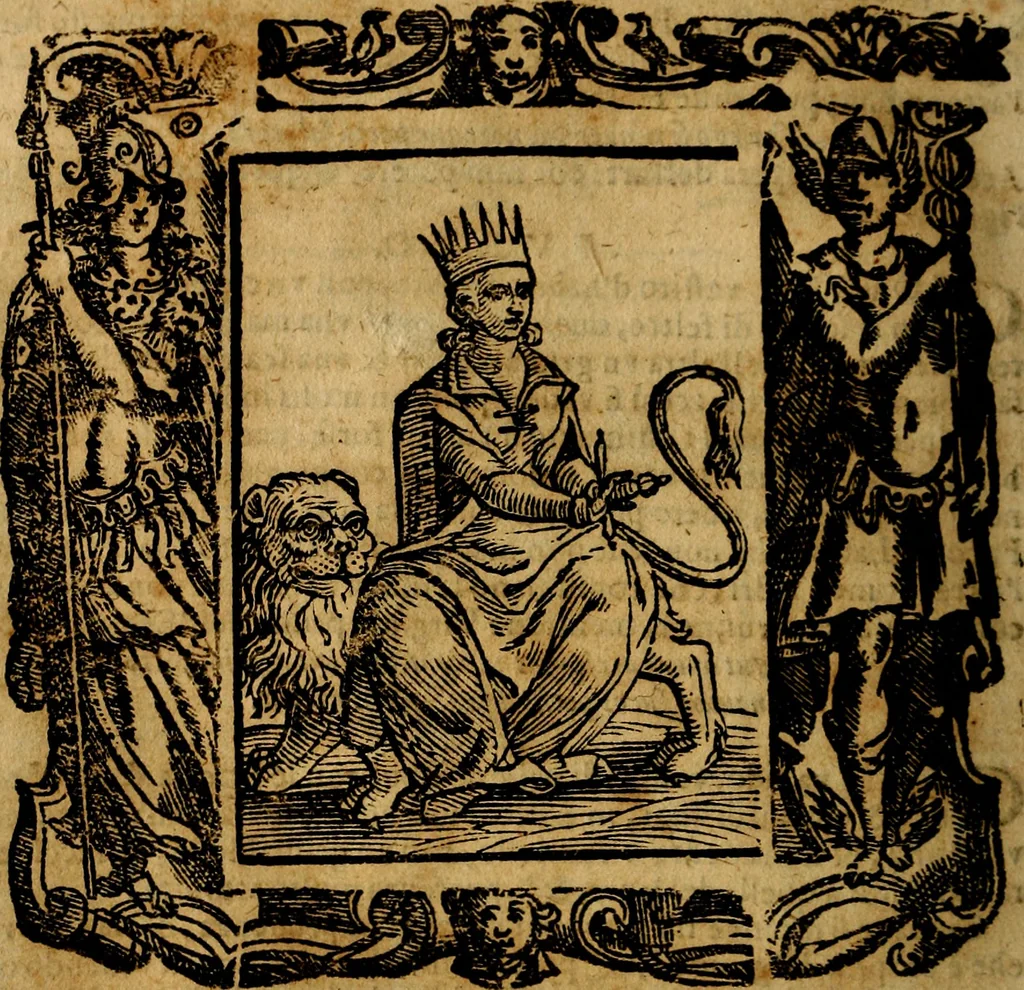 An illustration from Iconologia di Cesare Ripa Perugina ... Nella quale si descrivono diverse imagini di virtù, vitij, affetti, passioni humane, arti discipline, humori, elementi, corpi celesti, prouincie d'Italia, fiumi, tutte le parti del mondo, ed altre infinite materie. Opera utile ad oratori, predicatori, poeti pittori, sculptori, disegnatori, e ad ogni studioso, per inuentar concetti, emblemi, ed imprese, per diuisare qualsiuoglia appatato nuttiale, funerale, trionfale. Per rappresentar poemi drammatici, e per figurare co'suoi propij simboli ciò, che può cadere in pensiero humano. Ampliata ultimamente dallo stresso autore di CC. imagini, e erricchita di molti discorsi pieni di varia eruditione .., 1613, leaf 319
