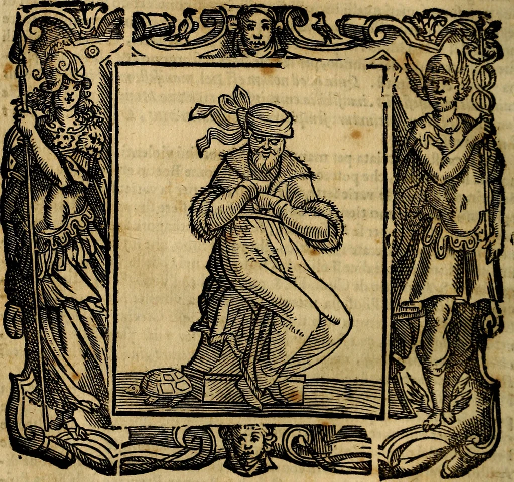 An illustration from Iconologia di Cesare Ripa Perugina ... Nella quale si descrivono diverse imagini di virtù, vitij, affetti, passioni humane, arti discipline, humori, elementi, corpi celesti, prouincie d'Italia, fiumi, tutte le parti del mondo, ed altre infinite materie. Opera utile ad oratori, predicatori, poeti pittori, sculptori, disegnatori, e ad ogni studioso, per inuentar concetti, emblemi, ed imprese, per diuisare qualsiuoglia appatato nuttiale, funerale, trionfale. Per rappresentar poemi drammatici, e per figurare co'suoi propij simboli ciò, che può cadere in pensiero humano. Ampliata ultimamente dallo stresso autore di CC. imagini, e erricchita di molti discorsi pieni di varia eruditione .., 1613, leaf 335