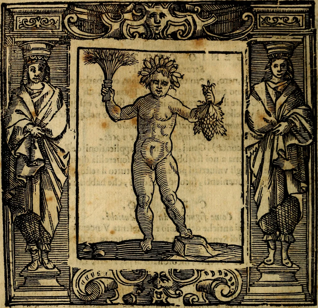 An illustration from Iconologia di Cesare Ripa Perugina ... Nella quale si descrivono diverse imagini di virtù, vitij, affetti, passioni humane, arti discipline, humori, elementi, corpi celesti, prouincie d'Italia, fiumi, tutte le parti del mondo, ed altre infinite materie. Opera utile ad oratori, predicatori, poeti pittori, sculptori, disegnatori, e ad ogni studioso, per inuentar concetti, emblemi, ed imprese, per diuisare qualsiuoglia appatato nuttiale, funerale, trionfale. Per rappresentar poemi drammatici, e per figurare co'suoi propij simboli ciò, che può cadere in pensiero humano. Ampliata ultimamente dallo stresso autore di CC. imagini, e erricchita di molti discorsi pieni di varia eruditione .., 1613, leaf 347