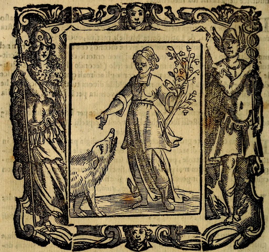 An illustration from Iconologia di Cesare Ripa Perugina ... Nella quale si descrivono diverse imagini di virtù, vitij, affetti, passioni humane, arti discipline, humori, elementi, corpi celesti, prouincie d'Italia, fiumi, tutte le parti del mondo, ed altre infinite materie. Opera utile ad oratori, predicatori, poeti pittori, sculptori, disegnatori, e ad ogni studioso, per inuentar concetti, emblemi, ed imprese, per diuisare qualsiuoglia appatato nuttiale, funerale, trionfale. Per rappresentar poemi drammatici, e per figurare co'suoi propij simboli ciò, che può cadere in pensiero humano. Ampliata ultimamente dallo stresso autore di CC. imagini, e erricchita di molti discorsi pieni di varia eruditione .., 1613, leaf 399