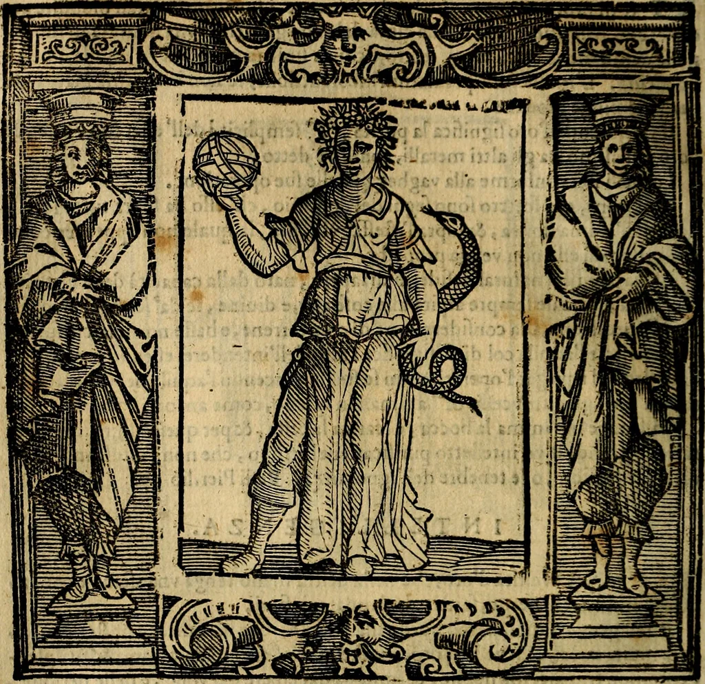 An illustration from Iconologia di Cesare Ripa Perugina ... Nella quale si descrivono diverse imagini di virtù, vitij, affetti, passioni humane, arti discipline, humori, elementi, corpi celesti, prouincie d'Italia, fiumi, tutte le parti del mondo, ed altre infinite materie. Opera utile ad oratori, predicatori, poeti pittori, sculptori, disegnatori, e ad ogni studioso, per inuentar concetti, emblemi, ed imprese, per diuisare qualsiuoglia appatato nuttiale, funerale, trionfale. Per rappresentar poemi drammatici, e per figurare co'suoi propij simboli ciò, che può cadere in pensiero humano. Ampliata ultimamente dallo stresso autore di CC. imagini, e erricchita di molti discorsi pieni di varia eruditione .., 1613, leaf 409