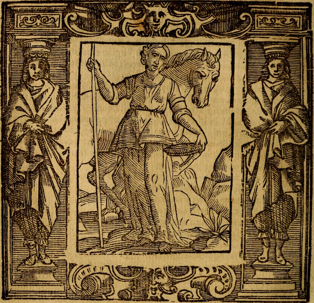 An illustration from Iconologia di Cesare Ripa Perugina ... Nella quale si descrivono diverse imagini di virtù, vitij, affetti, passioni humane, arti discipline, humori, elementi, corpi celesti, prouincie d'Italia, fiumi, tutte le parti del mondo, ed altre infinite materie. Opera utile ad oratori, predicatori, poeti pittori, sculptori, disegnatori, e ad ogni studioso, per inuentar concetti, emblemi, ed imprese, per diuisare qualsiuoglia appatato nuttiale, funerale, trionfale. Per rappresentar poemi drammatici, e per figurare co'suoi propij simboli ciò, che può cadere in pensiero humano. Ampliata ultimamente dallo stresso autore di CC. imagini, e erricchita di molti discorsi pieni di varia eruditione .., 1613, leaf 435