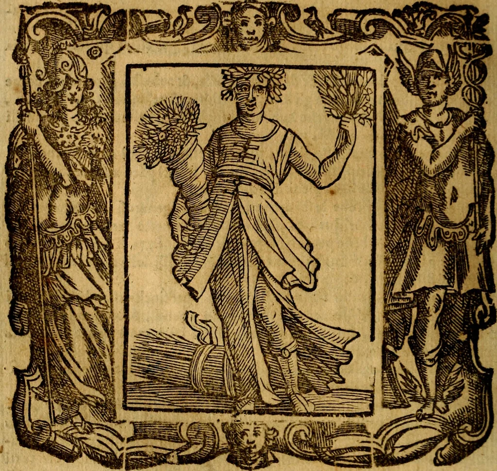 An illustration from Iconologia di Cesare Ripa Perugina ... Nella quale si descrivono diverse imagini di virtù, vitij, affetti, passioni humane, arti discipline, humori, elementi, corpi celesti, prouincie d'Italia, fiumi, tutte le parti del mondo, ed altre infinite materie. Opera utile ad oratori, predicatori, poeti pittori, sculptori, disegnatori, e ad ogni studioso, per inuentar concetti, emblemi, ed imprese, per diuisare qualsiuoglia appatato nuttiale, funerale, trionfale. Per rappresentar poemi drammatici, e per figurare co'suoi propij simboli ciò, che può cadere in pensiero humano. Ampliata ultimamente dallo stresso autore di CC. imagini, e erricchita di molti discorsi pieni di varia eruditione .., 1613, leaf 439