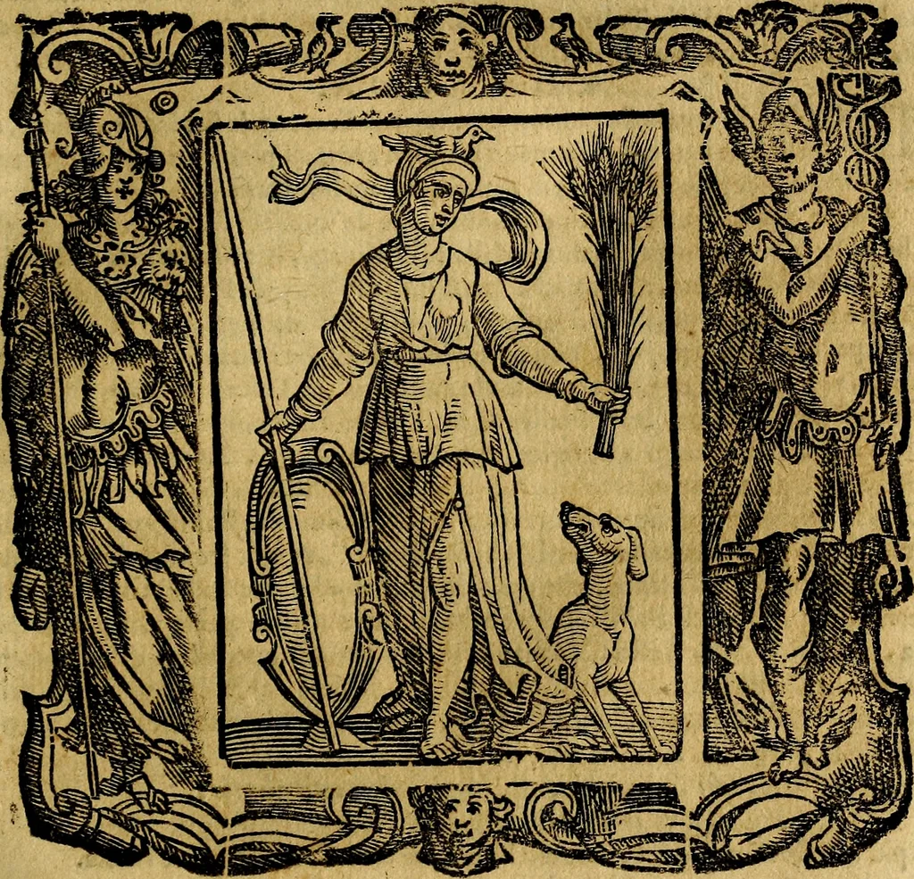 An illustration from Iconologia di Cesare Ripa Perugina ... Nella quale si descrivono diverse imagini di virtù, vitij, affetti, passioni humane, arti discipline, humori, elementi, corpi celesti, prouincie d'Italia, fiumi, tutte le parti del mondo, ed altre infinite materie. Opera utile ad oratori, predicatori, poeti pittori, sculptori, disegnatori, e ad ogni studioso, per inuentar concetti, emblemi, ed imprese, per diuisare qualsiuoglia appatato nuttiale, funerale, trionfale. Per rappresentar poemi drammatici, e per figurare co'suoi propij simboli ciò, che può cadere in pensiero humano. Ampliata ultimamente dallo stresso autore di CC. imagini, e erricchita di molti discorsi pieni di varia eruditione .., 1613, leaf 440