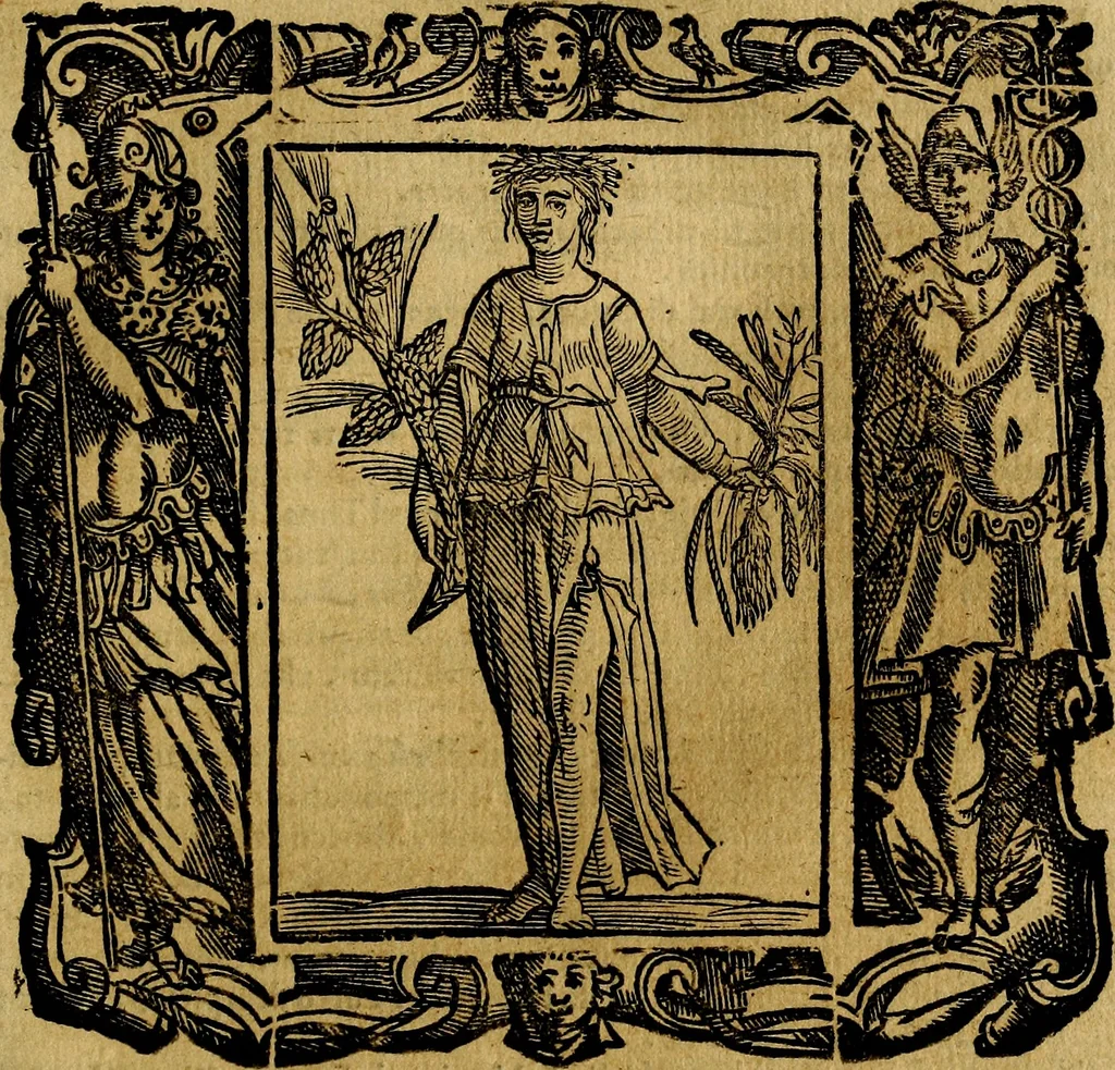 An illustration from Iconologia di Cesare Ripa Perugina ... Nella quale si descrivono diverse imagini di virtù, vitij, affetti, passioni humane, arti discipline, humori, elementi, corpi celesti, prouincie d'Italia, fiumi, tutte le parti del mondo, ed altre infinite materie. Opera utile ad oratori, predicatori, poeti pittori, sculptori, disegnatori, e ad ogni studioso, per inuentar concetti, emblemi, ed imprese, per diuisare qualsiuoglia appatato nuttiale, funerale, trionfale. Per rappresentar poemi drammatici, e per figurare co'suoi propij simboli ciò, che può cadere in pensiero humano. Ampliata ultimamente dallo stresso autore di CC. imagini, e erricchita di molti discorsi pieni di varia eruditione .., 1613, leaf 442