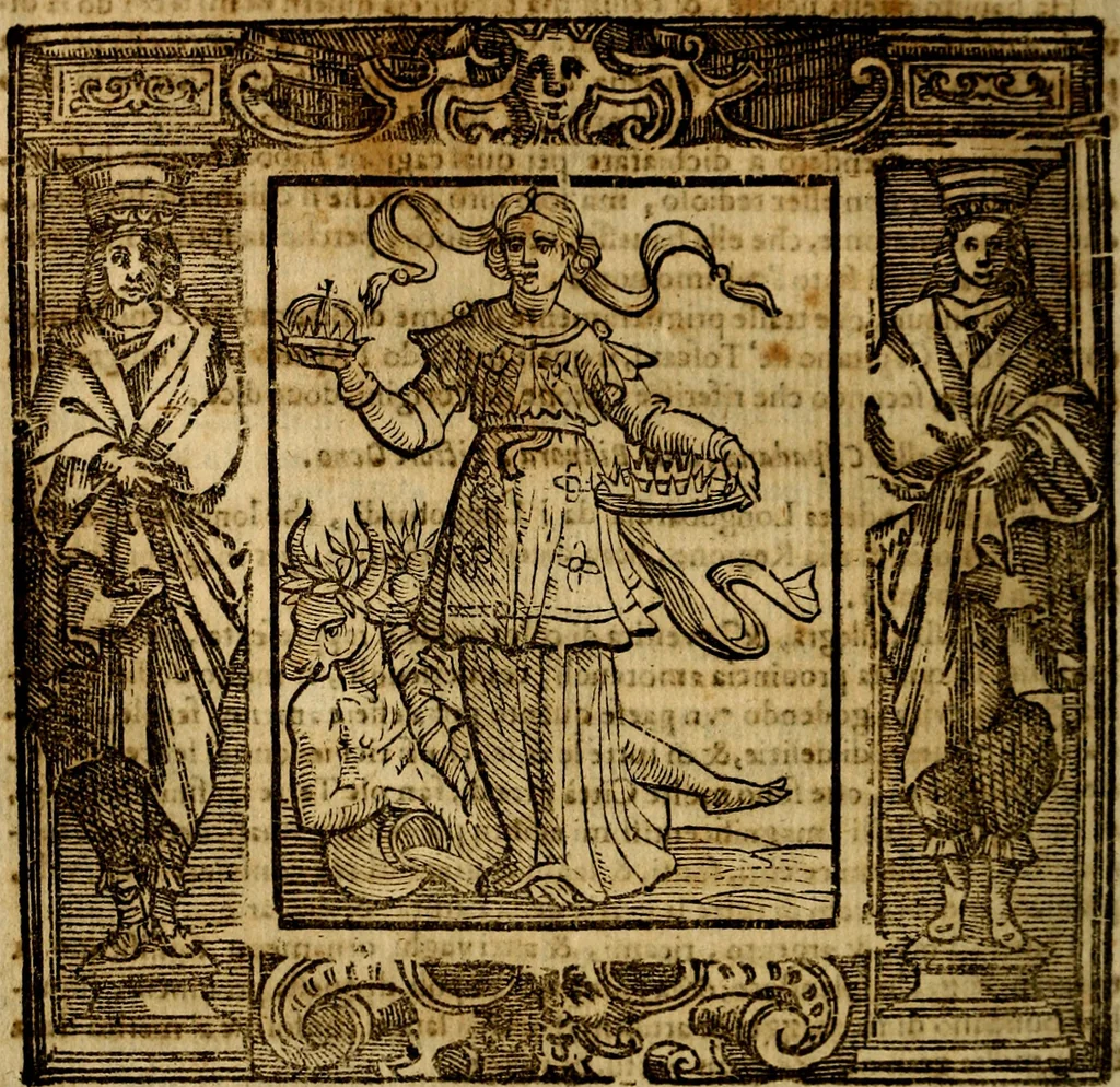 An illustration from Iconologia di Cesare Ripa Perugina ... Nella quale si descrivono diverse imagini di virtù, vitij, affetti, passioni humane, arti discipline, humori, elementi, corpi celesti, prouincie d'Italia, fiumi, tutte le parti del mondo, ed altre infinite materie. Opera utile ad oratori, predicatori, poeti pittori, sculptori, disegnatori, e ad ogni studioso, per inuentar concetti, emblemi, ed imprese, per diuisare qualsiuoglia appatato nuttiale, funerale, trionfale. Per rappresentar poemi drammatici, e per figurare co'suoi propij simboli ciò, che può cadere in pensiero humano. Ampliata ultimamente dallo stresso autore di CC. imagini, e erricchita di molti discorsi pieni di varia eruditione .., 1613, leaf 445