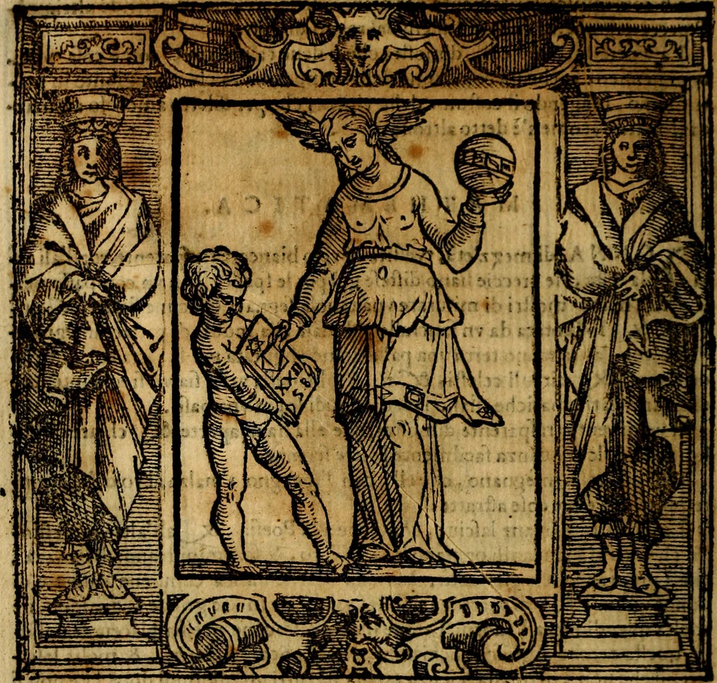 An illustration from Iconologia di Cesare Ripa Perugina ... Nella quale si descrivono diverse imagini di virtù, vitij, affetti, passioni humane, arti discipline, humori, elementi, corpi celesti, prouincie d'Italia, fiumi, tutte le parti del mondo, ed altre infinite materie. Opera utile ad oratori, predicatori, poeti pittori, sculptori, disegnatori, e ad ogni studioso, per inuentar concetti, emblemi, ed imprese, per diuisare qualsiuoglia appatato nuttiale, funerale, trionfale. Per rappresentar poemi drammatici, e per figurare co'suoi propij simboli ciò, che può cadere in pensiero humano. Ampliata ultimamente dallo stresso autore di CC. imagini, e erricchita di molti discorsi pieni di varia eruditione .., 1613, leaf 483