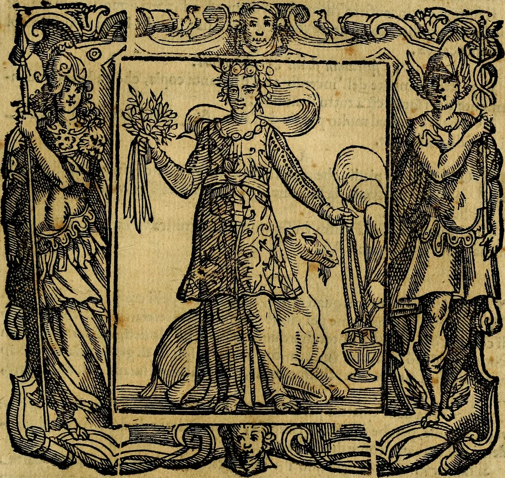 An illustration from Iconologia di Cesare Ripa Perugina ... Nella quale si descrivono diverse imagini di virtù, vitij, affetti, passioni humane, arti discipline, humori, elementi, corpi celesti, prouincie d'Italia, fiumi, tutte le parti del mondo, ed altre infinite materie. Opera utile ad oratori, predicatori, poeti pittori, sculptori, disegnatori, e ad ogni studioso, per inuentar concetti, emblemi, ed imprese, per diuisare qualsiuoglia appatato nuttiale, funerale, trionfale. Per rappresentar poemi drammatici, e per figurare co'suoi propij simboli ciò, che può cadere in pensiero humano. Ampliata ultimamente dallo stresso autore di CC. imagini, e erricchita di molti discorsi pieni di varia eruditione .., 1613, leaf 524