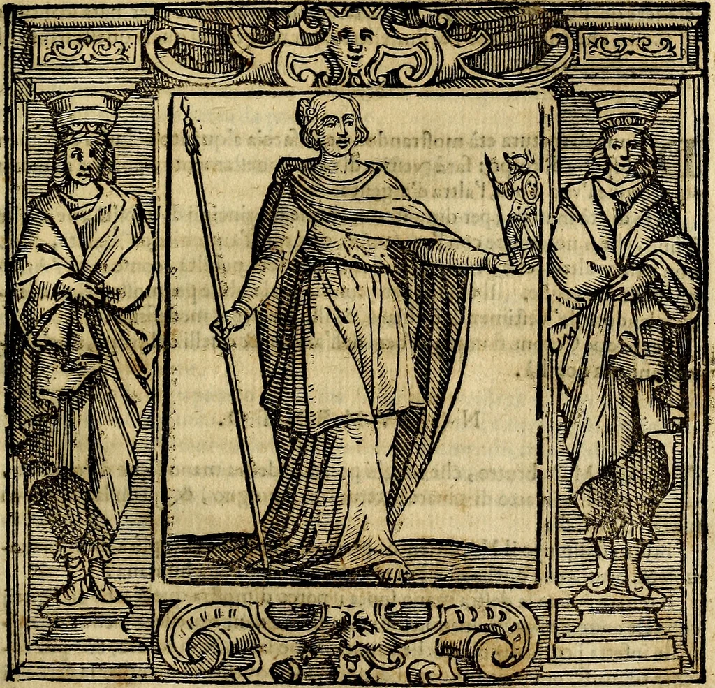 An illustration from Iconologia di Cesare Ripa Perugina ... Nella quale si descrivono diverse imagini di virtù, vitij, affetti, passioni humane, arti discipline, humori, elementi, corpi celesti, prouincie d'Italia, fiumi, tutte le parti del mondo, ed altre infinite materie. Opera utile ad oratori, predicatori, poeti pittori, sculptori, disegnatori, e ad ogni studioso, per inuentar concetti, emblemi, ed imprese, per diuisare qualsiuoglia appatato nuttiale, funerale, trionfale. Per rappresentar poemi drammatici, e per figurare co'suoi propij simboli ciò, che può cadere in pensiero humano. Ampliata ultimamente dallo stresso autore di CC. imagini, e erricchita di molti discorsi pieni di varia eruditione .., 1613, leaf 548