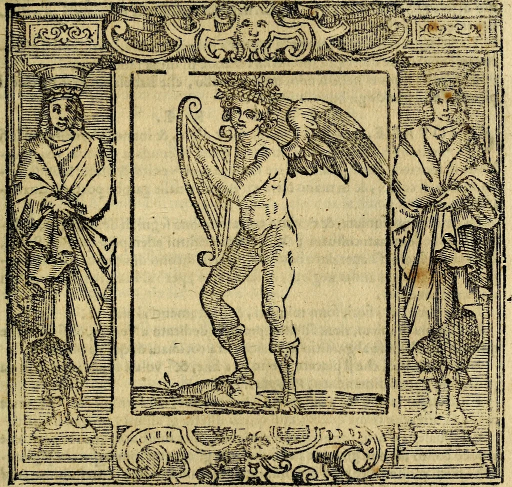 An illustration from Iconologia di Cesare Ripa Perugina ... Nella quale si descrivono diverse imagini di virtù, vitij, affetti, passioni humane, arti discipline, humori, elementi, corpi celesti, prouincie d'Italia, fiumi, tutte le parti del mondo, ed altre infinite materie. Opera utile ad oratori, predicatori, poeti pittori, sculptori, disegnatori, e ad ogni studioso, per inuentar concetti, emblemi, ed imprese, per diuisare qualsiuoglia appatato nuttiale, funerale, trionfale. Per rappresentar poemi drammatici, e per figurare co'suoi propij simboli ciò, che può cadere in pensiero humano. Ampliata ultimamente dallo stresso autore di CC. imagini, e erricchita di molti discorsi pieni di varia eruditione .., 1613, leaf 606