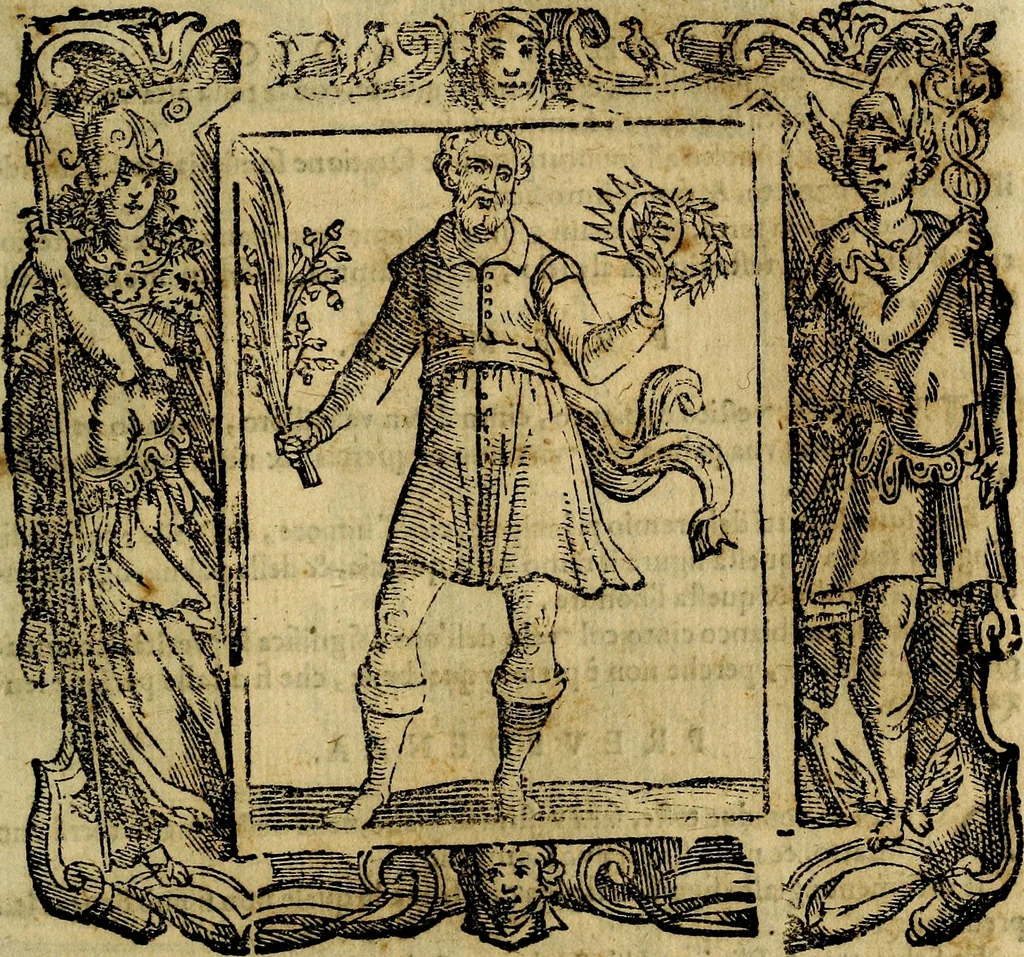 An illustration from Iconologia di Cesare Ripa Perugina ... Nella quale si descrivono diverse imagini di virtù, vitij, affetti, passioni humane, arti discipline, humori, elementi, corpi celesti, prouincie d'Italia, fiumi, tutte le parti del mondo, ed altre infinite materie. Opera utile ad oratori, predicatori, poeti pittori, sculptori, disegnatori, e ad ogni studioso, per inuentar concetti, emblemi, ed imprese, per diuisare qualsiuoglia appatato nuttiale, funerale, trionfale. Per rappresentar poemi drammatici, e per figurare co'suoi propij simboli ciò, che può cadere in pensiero humano. Ampliata ultimamente dallo stresso autore di CC. imagini, e erricchita di molti discorsi pieni di varia eruditione .., 1613, leaf 620