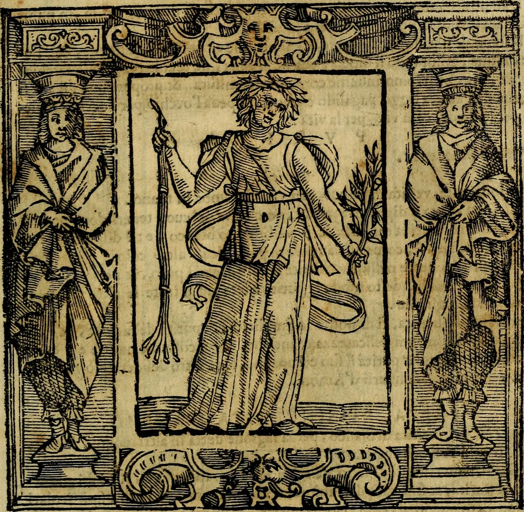 An illustration from Iconologia di Cesare Ripa Perugina ... Nella quale si descrivono diverse imagini di virtù, vitij, affetti, passioni humane, arti discipline, humori, elementi, corpi celesti, prouincie d'Italia, fiumi, tutte le parti del mondo, ed altre infinite materie. Opera utile ad oratori, predicatori, poeti pittori, sculptori, disegnatori, e ad ogni studioso, per inuentar concetti, emblemi, ed imprese, per diuisare qualsiuoglia appatato nuttiale, funerale, trionfale. Per rappresentar poemi drammatici, e per figurare co'suoi propij simboli ciò, che può cadere in pensiero humano. Ampliata ultimamente dallo stresso autore di CC. imagini, e erricchita di molti discorsi pieni di varia eruditione .., 1613, leaf 632