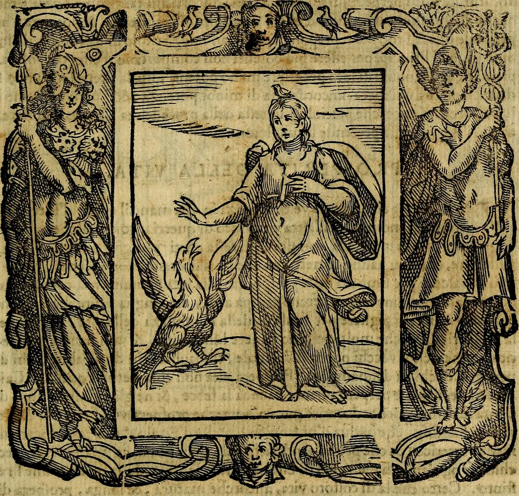 An illustration from Iconologia di Cesare Ripa Perugina ... Nella quale si descrivono diverse imagini di virtù, vitij, affetti, passioni humane, arti discipline, humori, elementi, corpi celesti, prouincie d'Italia, fiumi, tutte le parti del mondo, ed altre infinite materie. Opera utile ad oratori, predicatori, poeti pittori, sculptori, disegnatori, e ad ogni studioso, per inuentar concetti, emblemi, ed imprese, per diuisare qualsiuoglia appatato nuttiale, funerale, trionfale. Per rappresentar poemi drammatici, e per figurare co'suoi propij simboli ciò, che può cadere in pensiero humano. Ampliata ultimamente dallo stresso autore di CC. imagini, e erricchita di molti discorsi pieni di varia eruditione .., 1613, leaf 634