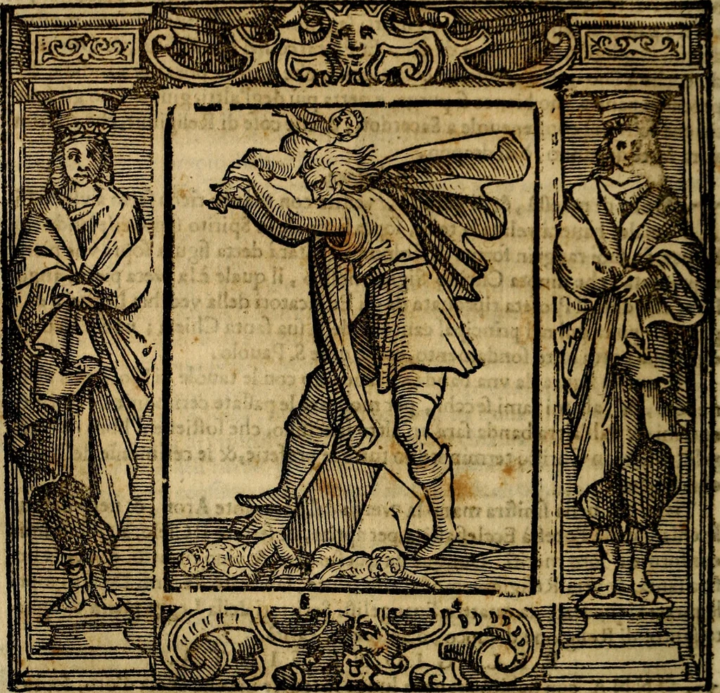 An illustration from Iconologia di Cesare Ripa Perugina ... Nella quale si descrivono diverse imagini di virtù, vitij, affetti, passioni humane, arti discipline, humori, elementi, corpi celesti, prouincie d'Italia, fiumi, tutte le parti del mondo, ed altre infinite materie. Opera utile ad oratori, predicatori, poeti pittori, sculptori, disegnatori, e ad ogni studioso, per inuentar concetti, emblemi, ed imprese, per diuisare qualsiuoglia appatato nuttiale, funerale, trionfale. Per rappresentar poemi drammatici, e per figurare co'suoi propij simboli ciò, che può cadere in pensiero humano. Ampliata ultimamente dallo stresso autore di CC. imagini, e erricchita di molti discorsi pieni di varia eruditione .., 1613, leaf 649