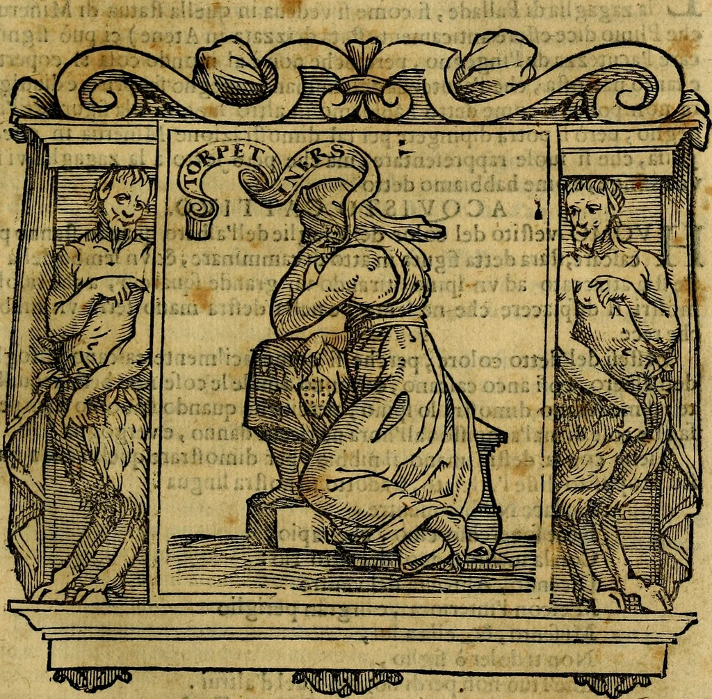 An illustration from Iconologia di Cesare Ripa Perugina ... Nella quale si descrivono diverse imagini di virtù, vitij, affetti, passioni humane, arti discipline, humori, elementi, corpi celesti, prouincie d'Italia, fiumi, tutte le parti del mondo, ed altre infinite materie. Opera utile ad oratori, predicatori, poeti pittori, sculptori, disegnatori, e ad ogni studioso, per inuentar concetti, emblemi, ed imprese, per diuisare qualsiuoglia appatato nuttiale, funerale, trionfale. Per rappresentar poemi drammatici, e per figurare co'suoi propij simboli ciò, che può cadere in pensiero humano. Ampliata ultimamente dallo stresso autore di CC. imagini, e erricchita di molti discorsi pieni di varia eruditione .., 1613, leaf 68