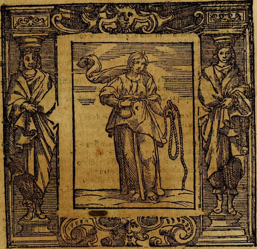 An illustration from Iconologia di Cesare Ripa Perugina ... Nella quale si descrivono diverse imagini di virtù, vitij, affetti, passioni humane, arti discipline, humori, elementi, corpi celesti, prouincie d'Italia, fiumi, tutte le parti del mondo, ed altre infinite materie. Opera utile ad oratori, predicatori, poeti pittori, sculptori, disegnatori, e ad ogni studioso, per inuentar concetti, emblemi, ed imprese, per diuisare qualsiuoglia appatato nuttiale, funerale, trionfale. Per rappresentar poemi drammatici, e per figurare co'suoi propij simboli ciò, che può cadere in pensiero humano. Ampliata ultimamente dallo stresso autore di CC. imagini, e erricchita di molti discorsi pieni di varia eruditione .., 1613, leaf 704