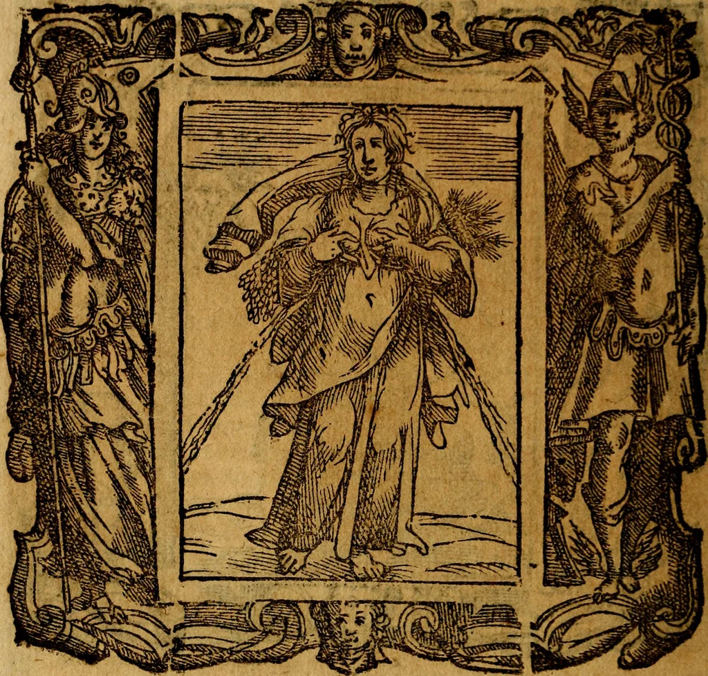 An illustration from Iconologia di Cesare Ripa Perugina ... Nella quale si descrivono diverse imagini di virtù, vitij, affetti, passioni humane, arti discipline, humori, elementi, corpi celesti, prouincie d'Italia, fiumi, tutte le parti del mondo, ed altre infinite materie. Opera utile ad oratori, predicatori, poeti pittori, sculptori, disegnatori, e ad ogni studioso, per inuentar concetti, emblemi, ed imprese, per diuisare qualsiuoglia appatato nuttiale, funerale, trionfale. Per rappresentar poemi drammatici, e per figurare co'suoi propij simboli ciò, che può cadere in pensiero humano. Ampliata ultimamente dallo stresso autore di CC. imagini, e erricchita di molti discorsi pieni di varia eruditione .., 1613, leaf 707