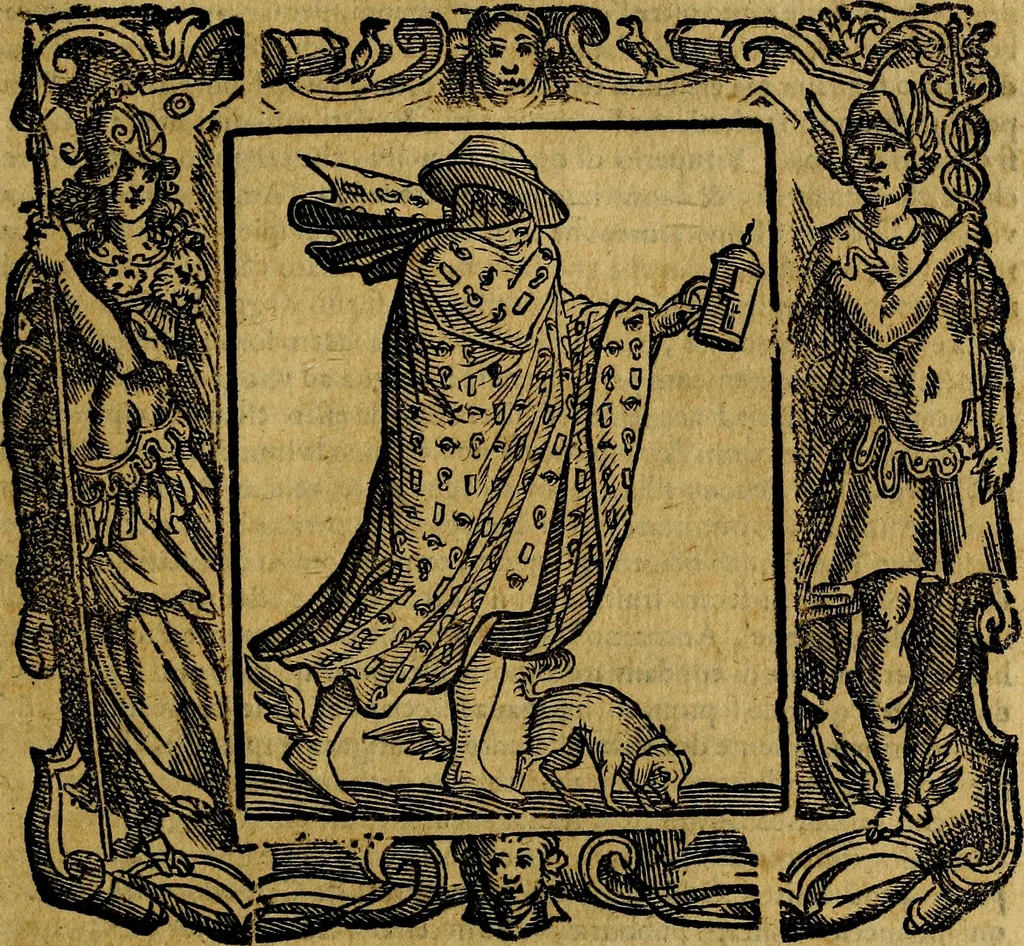An illustration from Iconologia di Cesare Ripa Perugina ... Nella quale si descrivono diverse imagini di virtù, vitij, affetti, passioni humane, arti discipline, humori, elementi, corpi celesti, prouincie d'Italia, fiumi, tutte le parti del mondo, ed altre infinite materie. Opera utile ad oratori, predicatori, poeti pittori, sculptori, disegnatori, e ad ogni studioso, per inuentar concetti, emblemi, ed imprese, per diuisare qualsiuoglia appatato nuttiale, funerale, trionfale. Per rappresentar poemi drammatici, e per figurare co'suoi propij simboli ciò, che può cadere in pensiero humano. Ampliata ultimamente dallo stresso autore di CC. imagini, e erricchita di molti discorsi pieni di varia eruditione .., 1613, leaf 712