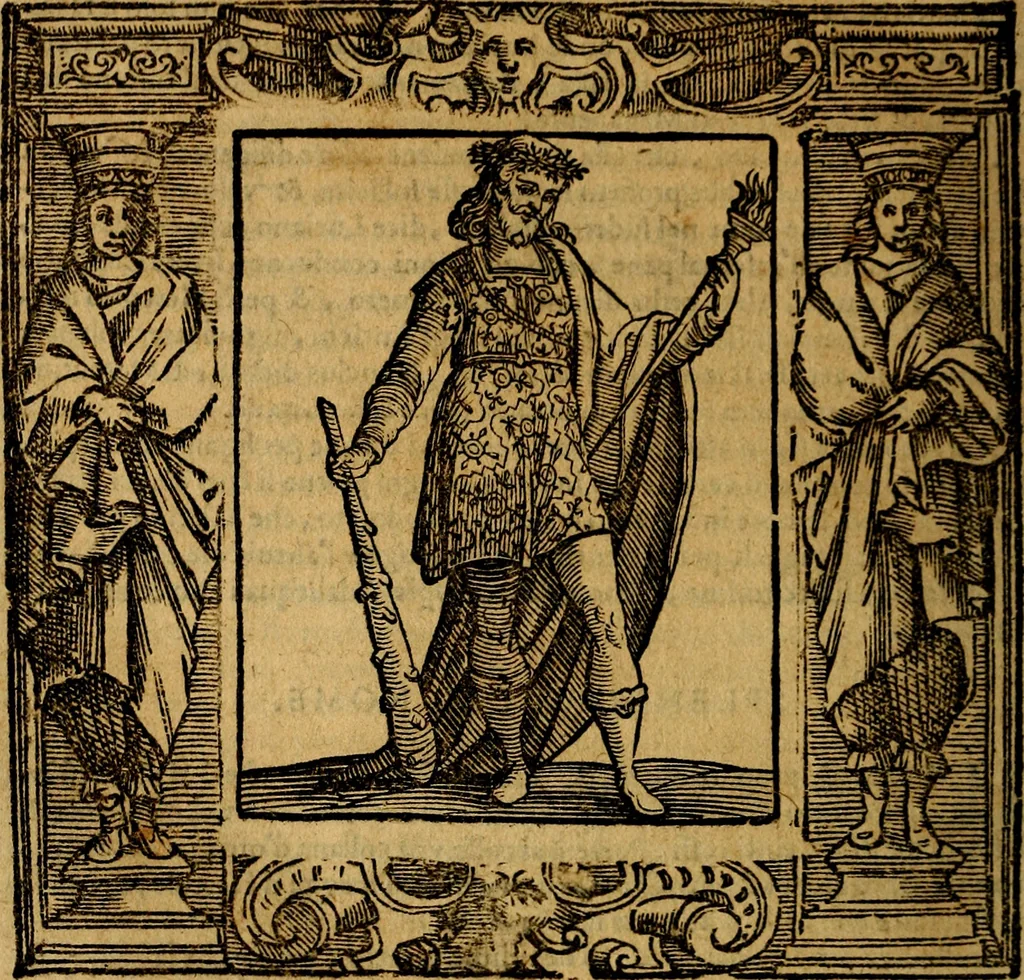 An illustration from Iconologia di Cesare Ripa Perugina ... Nella quale si descrivono diverse imagini di virtù, vitij, affetti, passioni humane, arti discipline, humori, elementi, corpi celesti, prouincie d'Italia, fiumi, tutte le parti del mondo, ed altre infinite materie. Opera utile ad oratori, predicatori, poeti pittori, sculptori, disegnatori, e ad ogni studioso, per inuentar concetti, emblemi, ed imprese, per diuisare qualsiuoglia appatato nuttiale, funerale, trionfale. Per rappresentar poemi drammatici, e per figurare co'suoi propij simboli ciò, che può cadere in pensiero humano. Ampliata ultimamente dallo stresso autore di CC. imagini, e erricchita di molti discorsi pieni di varia eruditione .., 1613, leaf 715