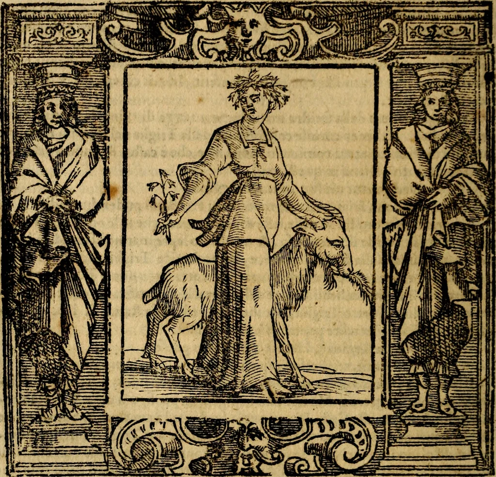 An illustration from Iconologia di Cesare Ripa Perugina ... Nella quale si descrivono diverse imagini di virtù, vitij, affetti, passioni humane, arti discipline, humori, elementi, corpi celesti, prouincie d'Italia, fiumi, tutte le parti del mondo, ed altre infinite materie. Opera utile ad oratori, predicatori, poeti pittori, sculptori, disegnatori, e ad ogni studioso, per inuentar concetti, emblemi, ed imprese, per diuisare qualsiuoglia appatato nuttiale, funerale, trionfale. Per rappresentar poemi drammatici, e per figurare co'suoi propij simboli ciò, che può cadere in pensiero humano. Ampliata ultimamente dallo stresso autore di CC. imagini, e erricchita di molti discorsi pieni di varia eruditione .., 1613, leaf 727