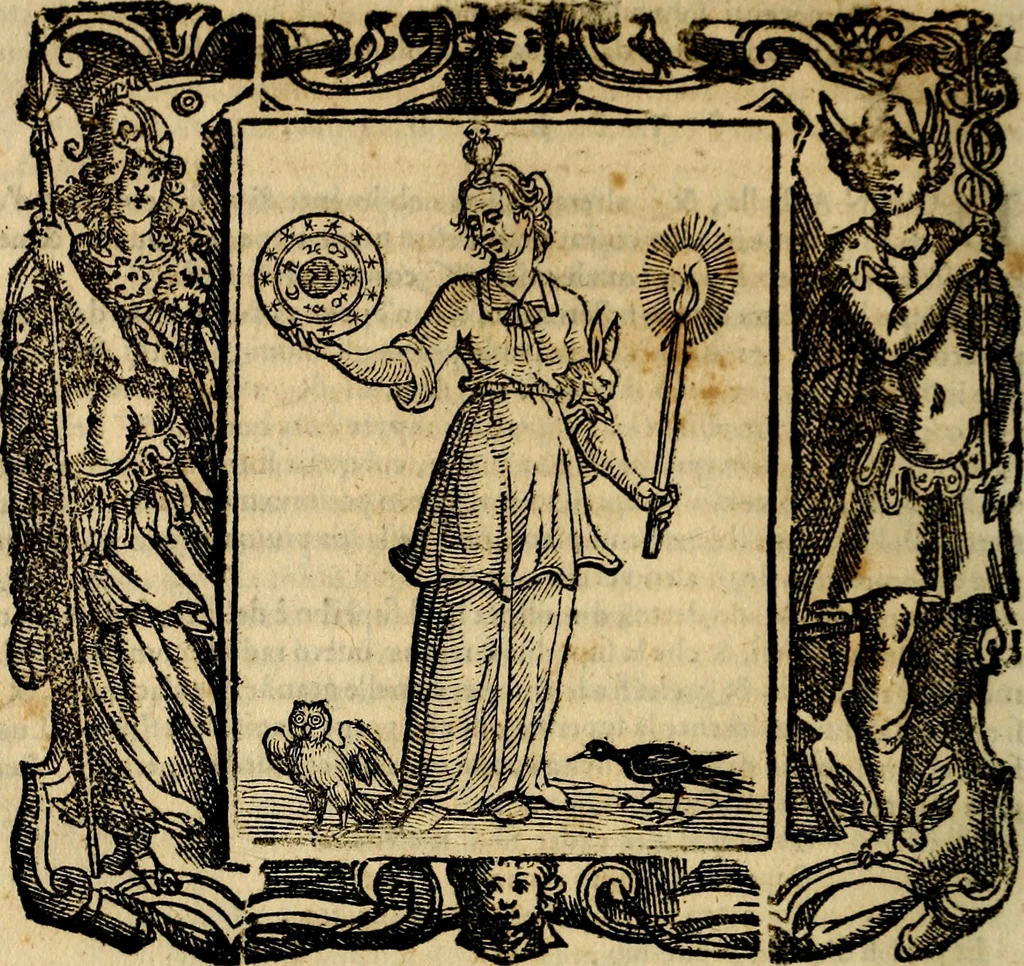 An illustration from Iconologia di Cesare Ripa Perugina ... Nella quale si descrivono diverse imagini di virtù, vitij, affetti, passioni humane, arti discipline, humori, elementi, corpi celesti, prouincie d'Italia, fiumi, tutte le parti del mondo, ed altre infinite materie. Opera utile ad oratori, predicatori, poeti pittori, sculptori, disegnatori, e ad ogni studioso, per inuentar concetti, emblemi, ed imprese, per diuisare qualsiuoglia appatato nuttiale, funerale, trionfale. Per rappresentar poemi drammatici, e per figurare co'suoi propij simboli ciò, che può cadere in pensiero humano. Ampliata ultimamente dallo stresso autore di CC. imagini, e erricchita di molti discorsi pieni di varia eruditione .., 1613, leaf 739