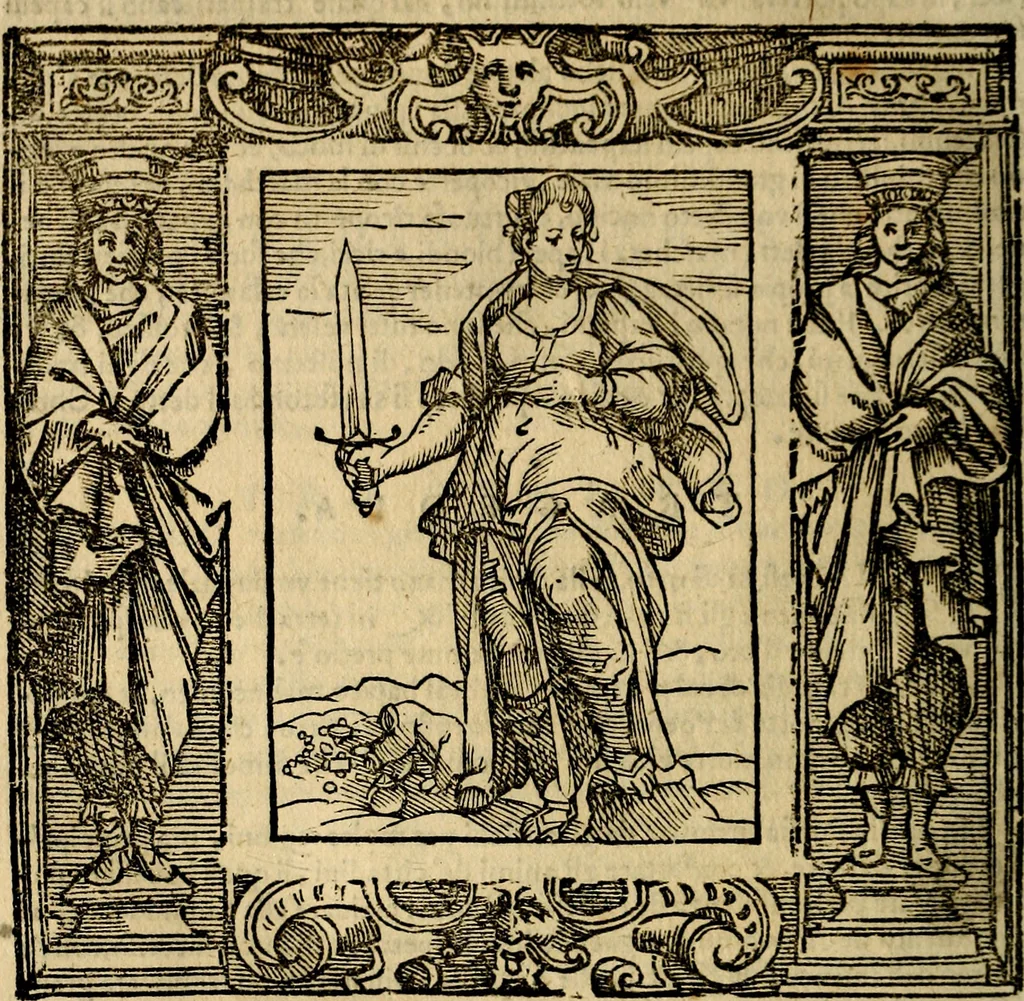 An illustration from Iconologia di Cesare Ripa Perugina ... Nella quale si descrivono diverse imagini di virtù, vitij, affetti, passioni humane, arti discipline, humori, elementi, corpi celesti, prouincie d'Italia, fiumi, tutte le parti del mondo, ed altre infinite materie. Opera utile ad oratori, predicatori, poeti pittori, sculptori, disegnatori, e ad ogni studioso, per inuentar concetti, emblemi, ed imprese, per diuisare qualsiuoglia appatato nuttiale, funerale, trionfale. Per rappresentar poemi drammatici, e per figurare co'suoi propij simboli ciò, che può cadere in pensiero humano. Ampliata ultimamente dallo stresso autore di CC. imagini, e erricchita di molti discorsi pieni di varia eruditione .., 1613, leaf 765