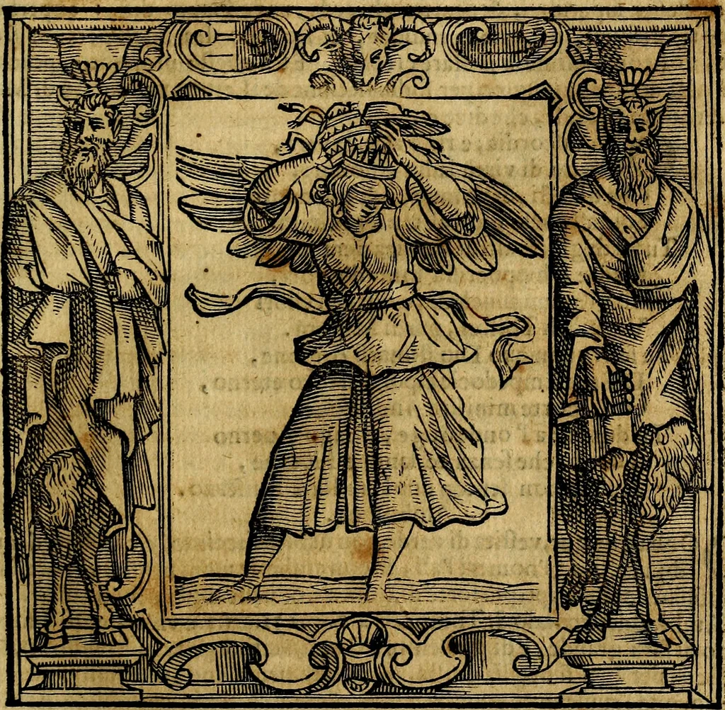 An illustration from Iconologia di Cesare Ripa Perugina ... Nella quale si descrivono diverse imagini di virtù, vitij, affetti, passioni humane, arti discipline, humori, elementi, corpi celesti, prouincie d'Italia, fiumi, tutte le parti del mondo, ed altre infinite materie. Opera utile ad oratori, predicatori, poeti pittori, sculptori, disegnatori, e ad ogni studioso, per inuentar concetti, emblemi, ed imprese, per diuisare qualsiuoglia appatato nuttiale, funerale, trionfale. Per rappresentar poemi drammatici, e per figurare co'suoi propij simboli ciò, che può cadere in pensiero humano. Ampliata ultimamente dallo stresso autore di CC. imagini, e erricchita di molti discorsi pieni di varia eruditione .., 1613, leaf 80