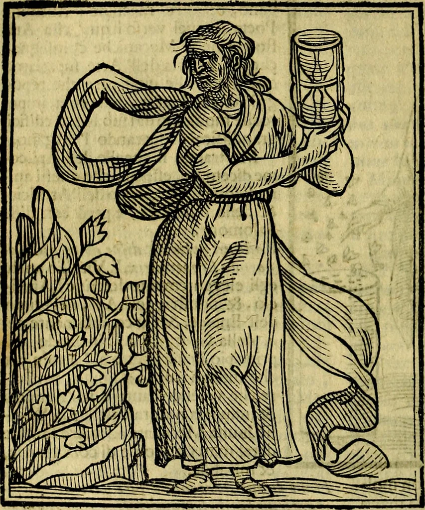 An illustration from Iconologia di Cesare Ripa ... Divisa in tre libri, ne i quali si esprimono varie imagini di virtù, vitij, affetti, passioni humane, arti, discipline, humori, elementi, corpi celesti, prouincie d'Italia, fiumi, & altre materie infinite vtili ad ogni stato di persone, 1669, leaf 111