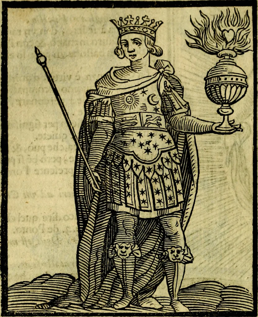 An illustration from Iconologia di Cesare Ripa ... Divisa in tre libri, ne i quali si esprimono varie imagini di virtù, vitij, affetti, passioni humane, arti, discipline, humori, elementi, corpi celesti, prouincie d'Italia, fiumi, & altre materie infinite vtili ad ogni stato di persone, 1669, leaf 155