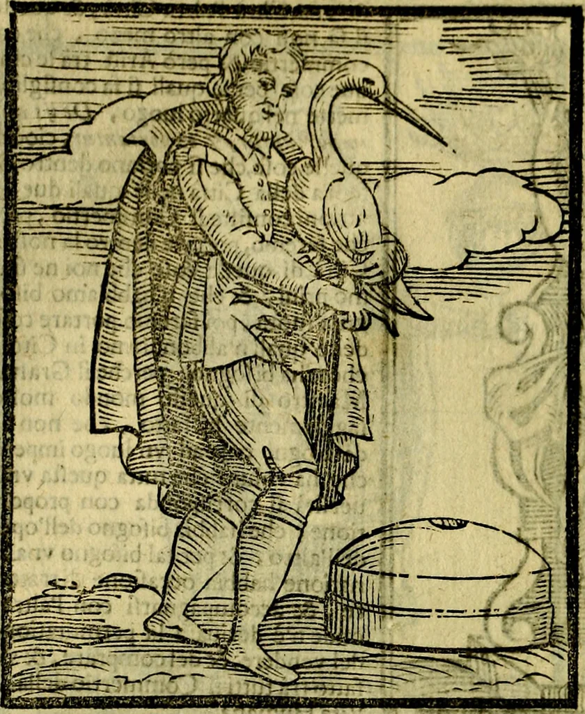 An illustration from Iconologia di Cesare Ripa ... Divisa in tre libri, ne i quali si esprimono varie imagini di virtù, vitij, affetti, passioni humane, arti, discipline, humori, elementi, corpi celesti, prouincie d'Italia, fiumi, & altre materie infinite vtili ad ogni stato di persone, 1669, leaf 157