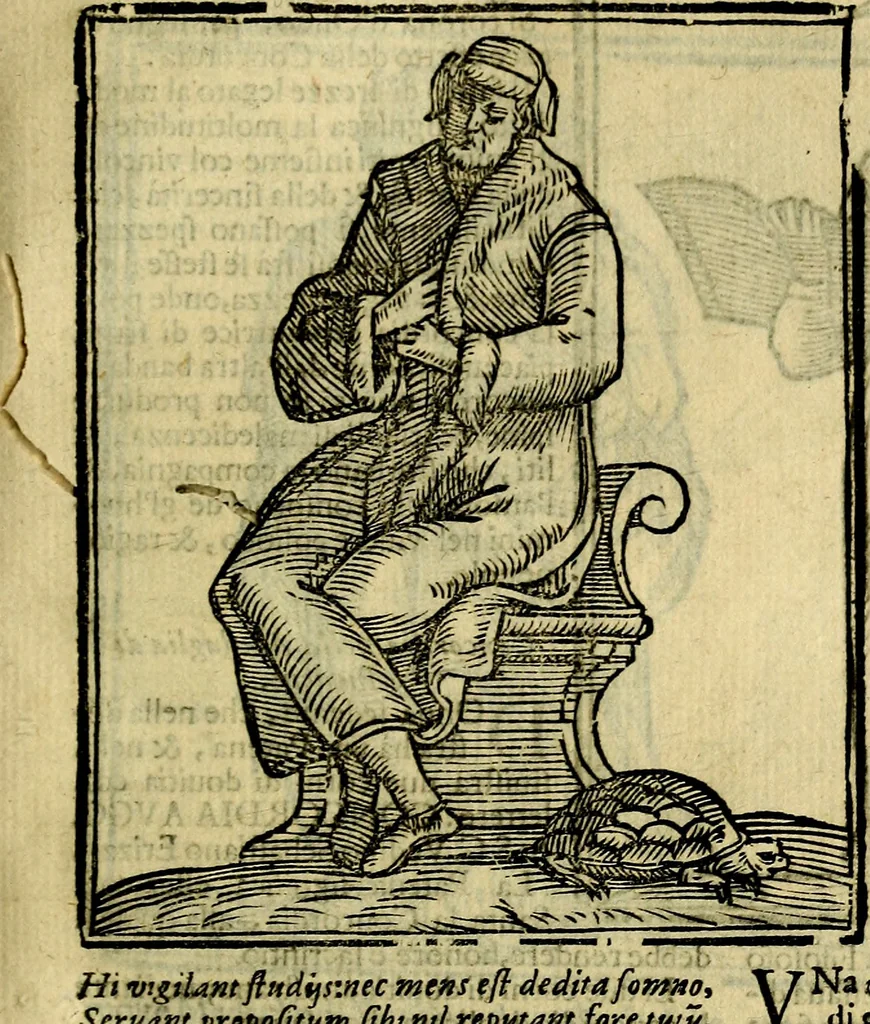 An illustration from Iconologia di Cesare Ripa ... Divisa in tre libri, ne i quali si esprimono varie imagini di virtù, vitij, affetti, passioni humane, arti, discipline, humori, elementi, corpi celesti, prouincie d'Italia, fiumi, & altre materie infinite vtili ad ogni stato di persone, 1669, leaf 162