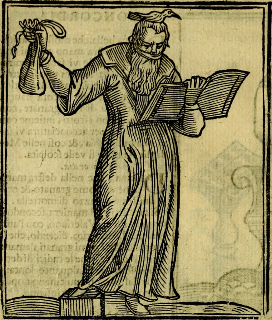 An illustration from Iconologia di Cesare Ripa ... Divisa in tre libri, ne i quali si esprimono varie imagini di virtù, vitij, affetti, passioni humane, arti, discipline, humori, elementi, corpi celesti, prouincie d'Italia, fiumi, & altre materie infinite vtili ad ogni stato di persone, 1669, leaf 163