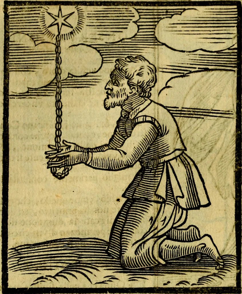 An illustration from Iconologia di Cesare Ripa ... Divisa in tre libri, ne i quali si esprimono varie imagini di virtù, vitij, affetti, passioni humane, arti, discipline, humori, elementi, corpi celesti, prouincie d'Italia, fiumi, & altre materie infinite vtili ad ogni stato di persone, 1669, leaf 169