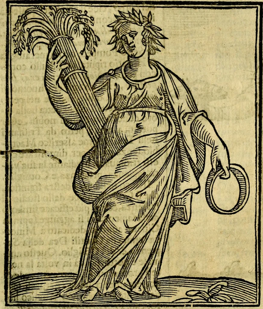 An illustration from Iconologia di Cesare Ripa ... Divisa in tre libri, ne i quali si esprimono varie imagini di virtù, vitij, affetti, passioni humane, arti, discipline, humori, elementi, corpi celesti, prouincie d'Italia, fiumi, & altre materie infinite vtili ad ogni stato di persone, 1669, leaf 170