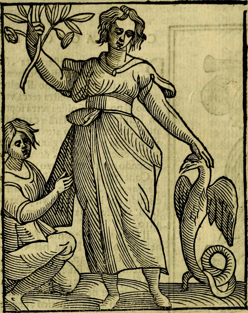 An illustration from Iconologia di Cesare Ripa ... Divisa in tre libri, ne i quali si esprimono varie imagini di virtù, vitij, affetti, passioni humane, arti, discipline, humori, elementi, corpi celesti, prouincie d'Italia, fiumi, & altre materie infinite vtili ad ogni stato di persone, 1669, leaf 175