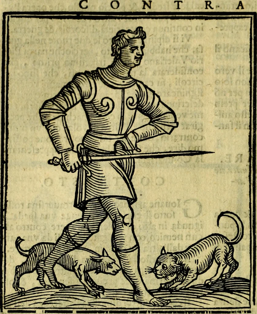 An illustration from Iconologia di Cesare Ripa ... Divisa in tre libri, ne i quali si esprimono varie imagini di virtù, vitij, affetti, passioni humane, arti, discipline, humori, elementi, corpi celesti, prouincie d'Italia, fiumi, & altre materie infinite vtili ad ogni stato di persone, 1669, leaf 179