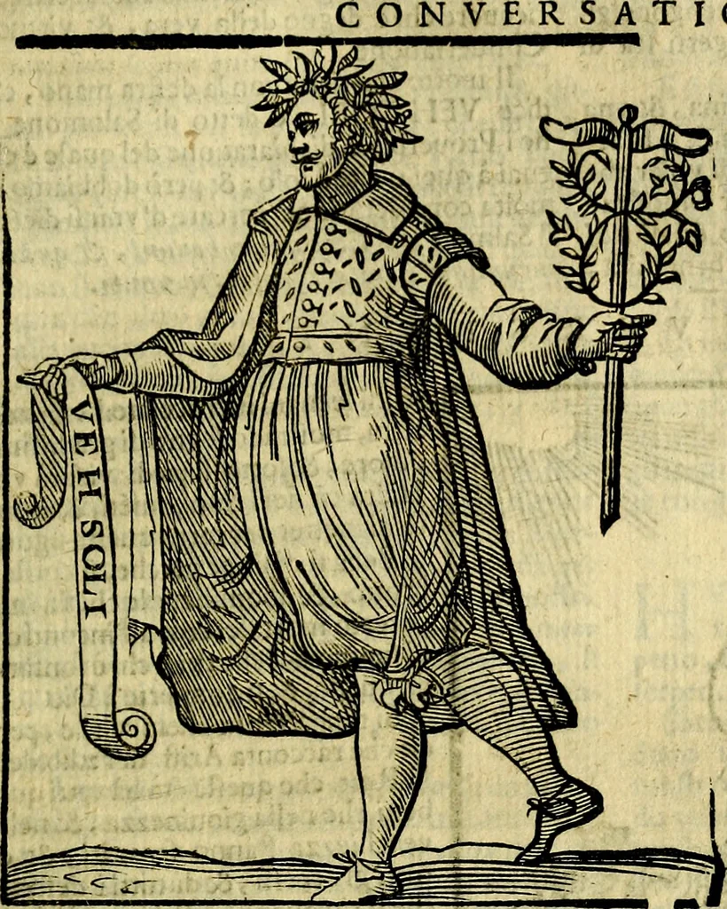 An illustration from Iconologia di Cesare Ripa ... Divisa in tre libri, ne i quali si esprimono varie imagini di virtù, vitij, affetti, passioni humane, arti, discipline, humori, elementi, corpi celesti, prouincie d'Italia, fiumi, & altre materie infinite vtili ad ogni stato di persone, 1669, leaf 180