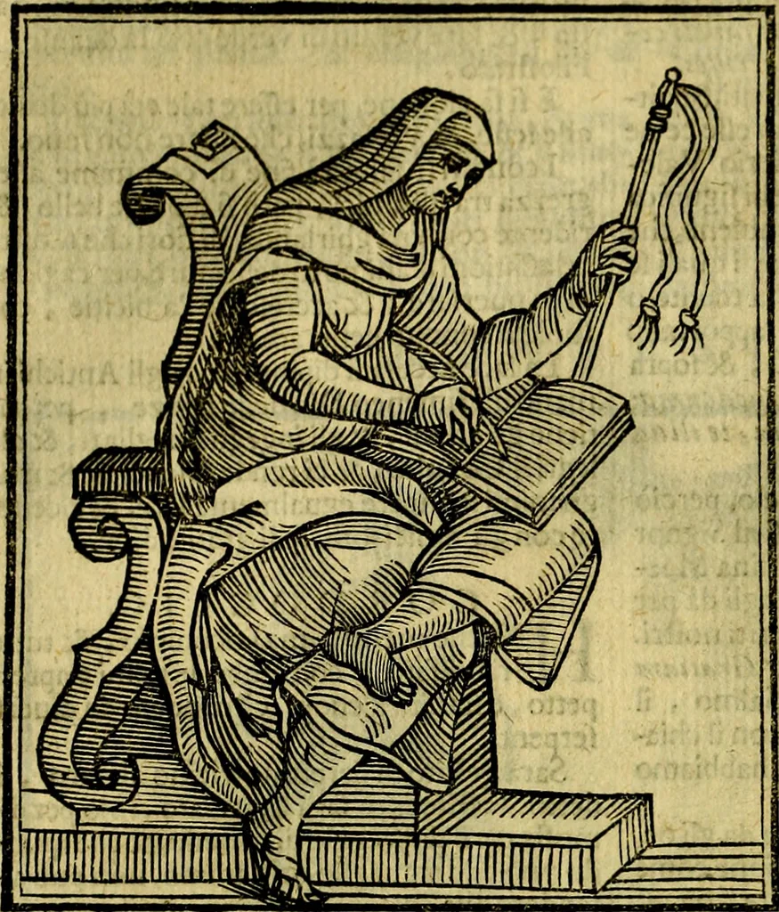 An illustration from Iconologia di Cesare Ripa ... Divisa in tre libri, ne i quali si esprimono varie imagini di virtù, vitij, affetti, passioni humane, arti, discipline, humori, elementi, corpi celesti, prouincie d'Italia, fiumi, & altre materie infinite vtili ad ogni stato di persone, 1669, leaf 183