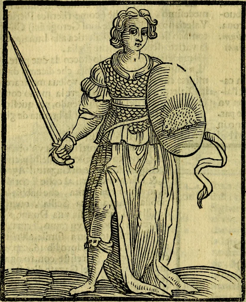 An illustration from Iconologia di Cesare Ripa ... Divisa in tre libri, ne i quali si esprimono varie imagini di virtù, vitij, affetti, passioni humane, arti, discipline, humori, elementi, corpi celesti, prouincie d'Italia, fiumi, & altre materie infinite vtili ad ogni stato di persone, 1669, leaf 211