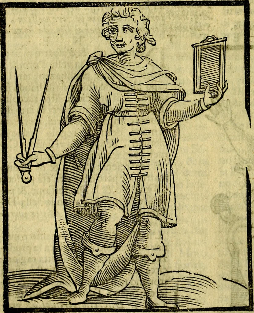 An illustration from Iconologia di Cesare Ripa ... Divisa in tre libri, ne i quali si esprimono varie imagini di virtù, vitij, affetti, passioni humane, arti, discipline, humori, elementi, corpi celesti, prouincie d'Italia, fiumi, & altre materie infinite vtili ad ogni stato di persone, 1669, leaf 221