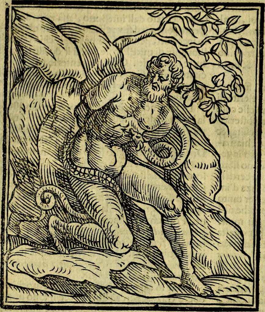 An illustration from Iconologia di Cesare Ripa ... Divisa in tre libri, ne i quali si esprimono varie imagini di virtù, vitij, affetti, passioni humane, arti, discipline, humori, elementi, corpi celesti, prouincie d'Italia, fiumi, & altre materie infinite vtili ad ogni stato di persone, 1669, leaf 227