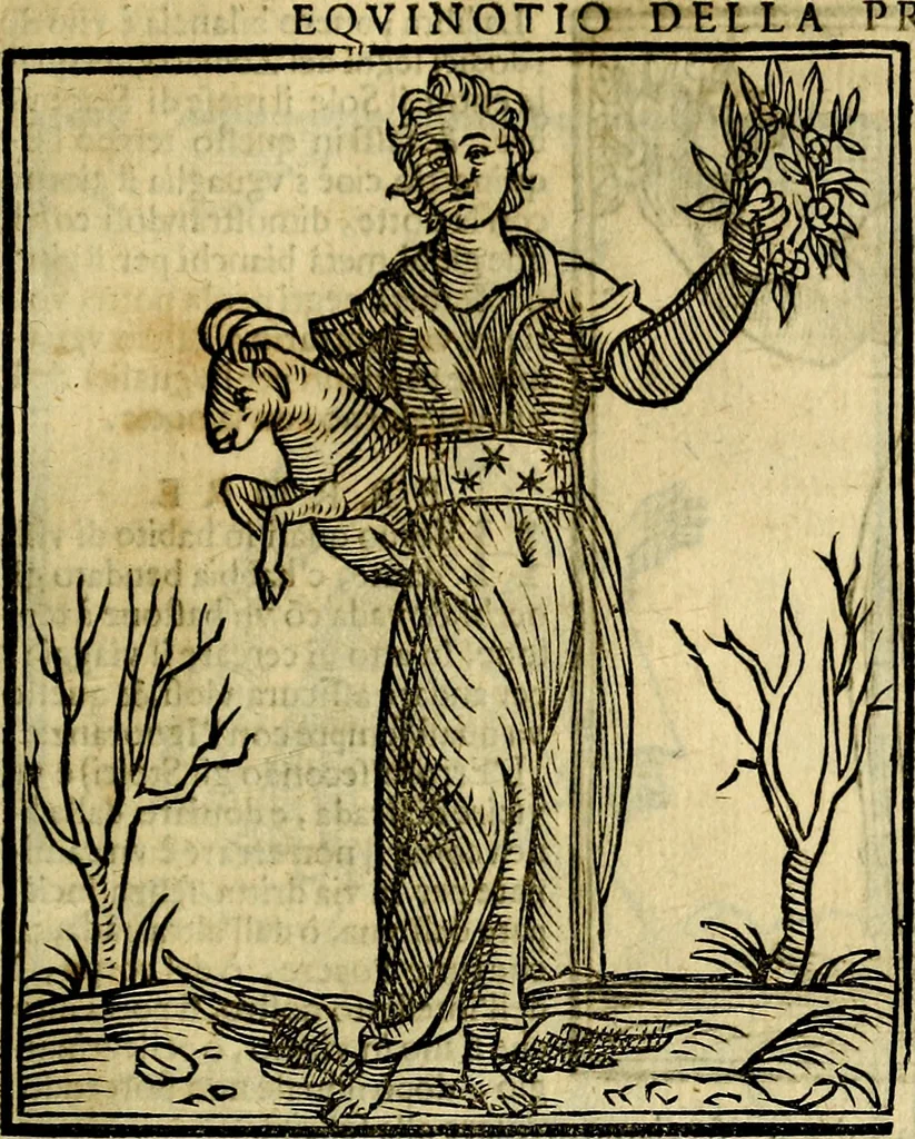 An illustration from Iconologia di Cesare Ripa ... Divisa in tre libri, ne i quali si esprimono varie imagini di virtù, vitij, affetti, passioni humane, arti, discipline, humori, elementi, corpi celesti, prouincie d'Italia, fiumi, & altre materie infinite vtili ad ogni stato di persone, 1669, leaf 242