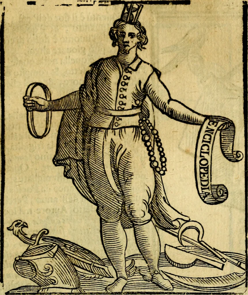 An illustration from Iconologia di Cesare Ripa ... Divisa in tre libri, ne i quali si esprimono varie imagini di virtù, vitij, affetti, passioni humane, arti, discipline, humori, elementi, corpi celesti, prouincie d'Italia, fiumi, & altre materie infinite vtili ad ogni stato di persone, 1669, leaf 246