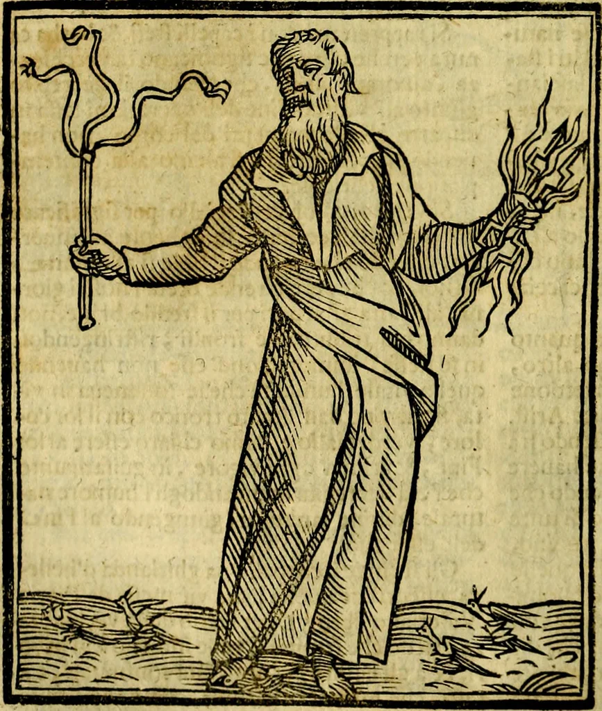 An illustration from Iconologia di Cesare Ripa ... Divisa in tre libri, ne i quali si esprimono varie imagini di virtù, vitij, affetti, passioni humane, arti, discipline, humori, elementi, corpi celesti, prouincie d'Italia, fiumi, & altre materie infinite vtili ad ogni stato di persone, 1669, leaf 287