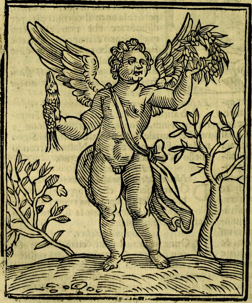 An illustration from Iconologia di Cesare Ripa ... Divisa in tre libri, ne i quali si esprimono varie imagini di virtù, vitij, affetti, passioni humane, arti, discipline, humori, elementi, corpi celesti, prouincie d'Italia, fiumi, & altre materie infinite vtili ad ogni stato di persone, 1669, leaf 291