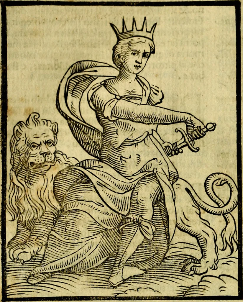 An illustration from Iconologia di Cesare Ripa ... Divisa in tre libri, ne i quali si esprimono varie imagini di virtù, vitij, affetti, passioni humane, arti, discipline, humori, elementi, corpi celesti, prouincie d'Italia, fiumi, & altre materie infinite vtili ad ogni stato di persone, 1669, leaf 293