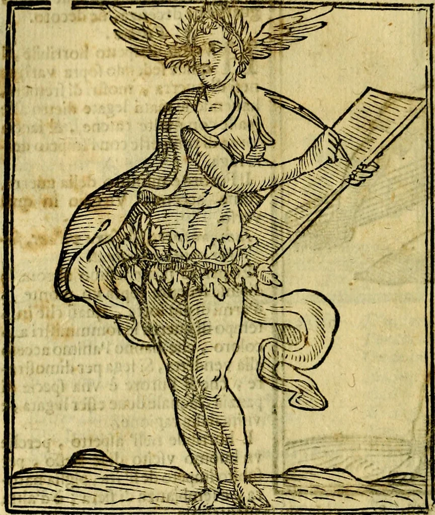 An illustration from Iconologia di Cesare Ripa ... Divisa in tre libri, ne i quali si esprimono varie imagini di virtù, vitij, affetti, passioni humane, arti, discipline, humori, elementi, corpi celesti, prouincie d'Italia, fiumi, & altre materie infinite vtili ad ogni stato di persone, 1669, leaf 297