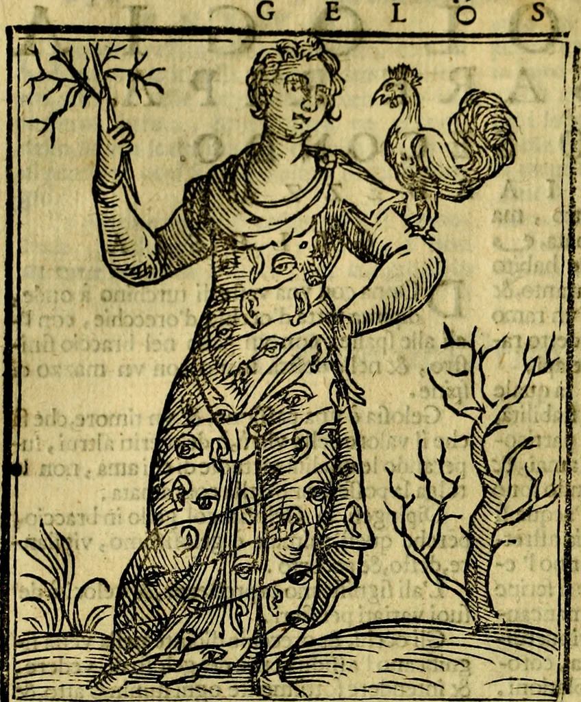 An illustration from Iconologia di Cesare Ripa ... Divisa in tre libri, ne i quali si esprimono varie imagini di virtù, vitij, affetti, passioni humane, arti, discipline, humori, elementi, corpi celesti, prouincie d'Italia, fiumi, & altre materie infinite vtili ad ogni stato di persone, 1669, leaf 301