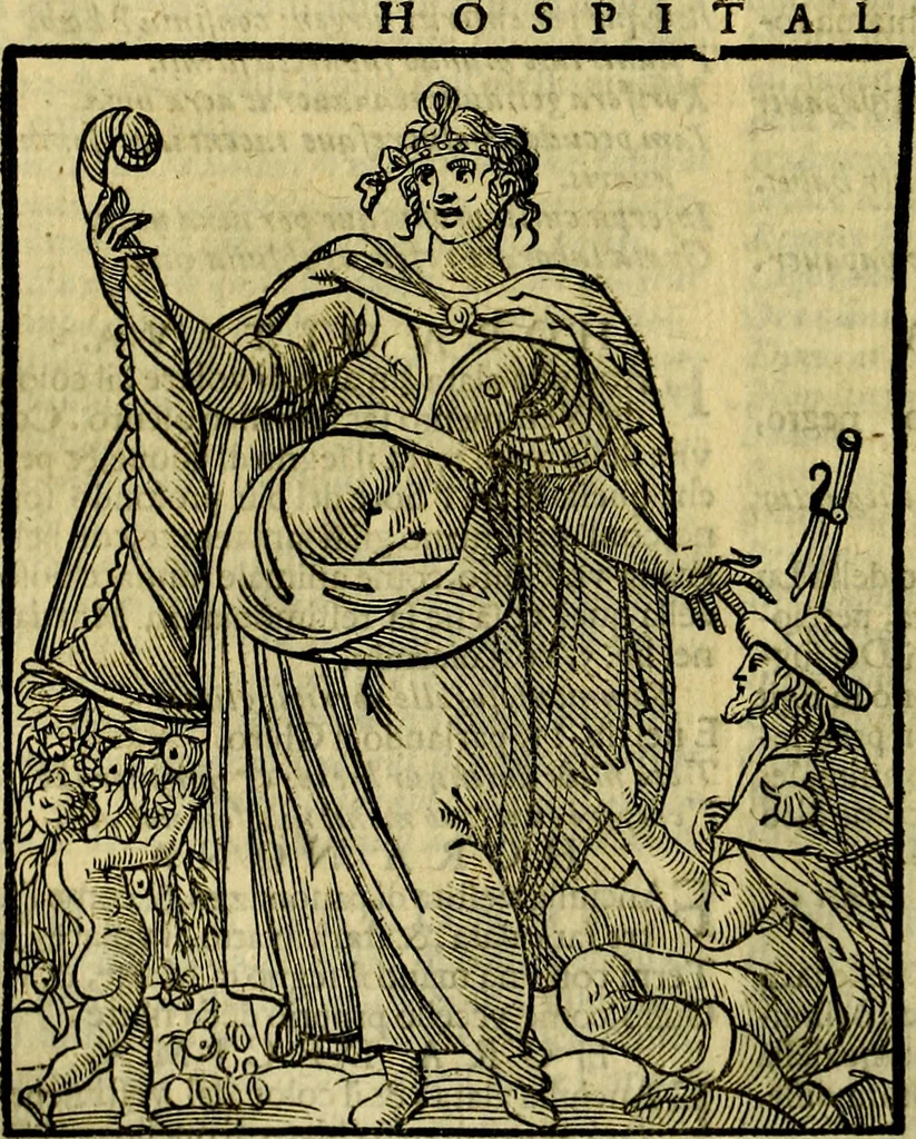 An illustration from Iconologia di Cesare Ripa ... Divisa in tre libri, ne i quali si esprimono varie imagini di virtù, vitij, affetti, passioni humane, arti, discipline, humori, elementi, corpi celesti, prouincie d'Italia, fiumi, & altre materie infinite vtili ad ogni stato di persone, 1669, leaf 329